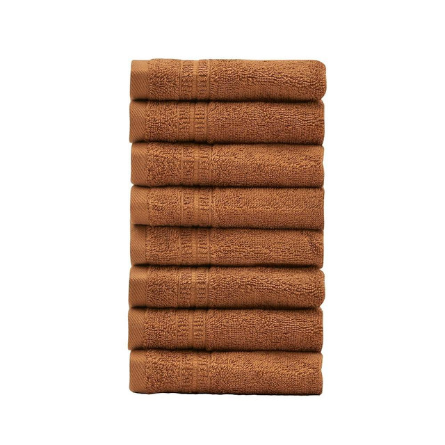 HOMELOVER 8 Pack Washcloths - 100% Organic Cotton, 500 GSM, Hotel & Spa Quality, Soft, Quick Dry, Highly Absorbent Towels for Face & Hand Wash, Shower, Gym & Bathroom Essentials (Sahara Brown)