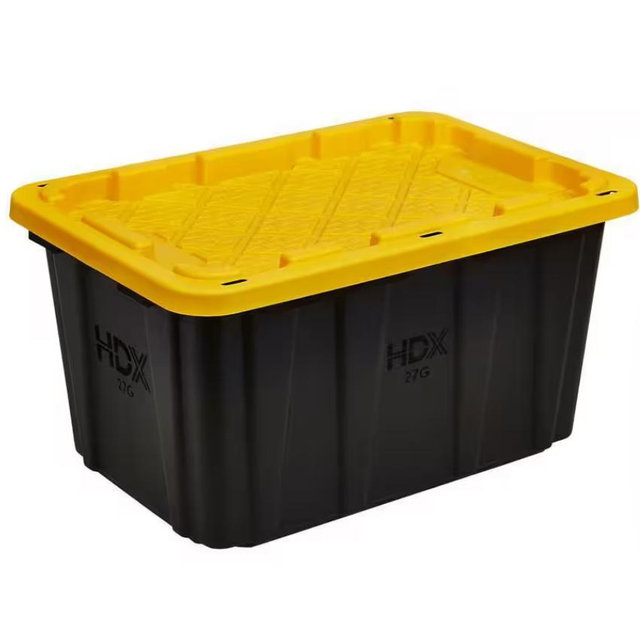 27 Gal. Tough Storage Tote in Black and Yellow