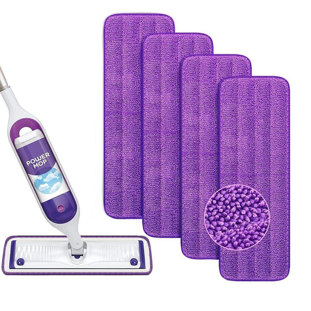 Yicotira Reusable Power Mop Refills Pads Compatible with Swiffer PowerMop Mop - Power Mop Pads Refill - Washable Microfiber Pads for Multi-Surface Floor Cleaning, 4 Pack