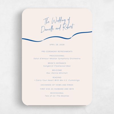 Blue Rounded Wedding Program - Cosette