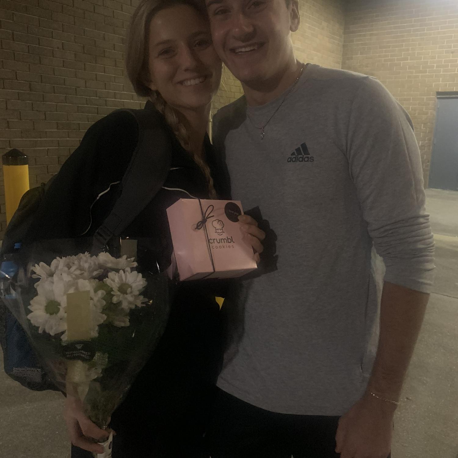 I surprised Riley with Crumbl after her race