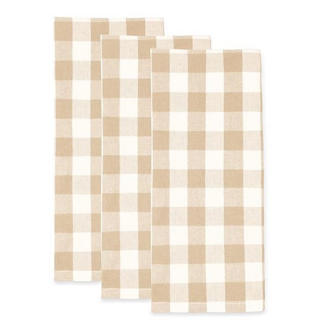 Kitchen Dish Towels - Beige Kitchen Towels, Cotton Dish Towels - Farmhouse Dish Towels Taupe - Buffalo Plaid Dish Towel 100% Cotton Plaid Dish Towels Bar & Tea Towels Beige and Cream Set of 3 18x28