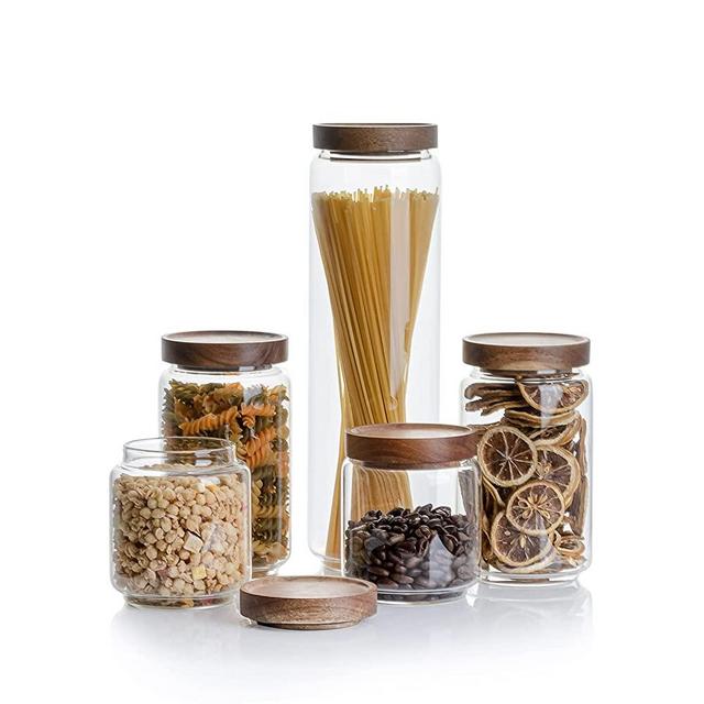 24 Spice Jars with 547 Labels - Glass Spice Jars with Shaker Lids - 4 Oz  Square Spice Containers with Acacia Wood Lids, Chalk Pen, Funnel- Churboro