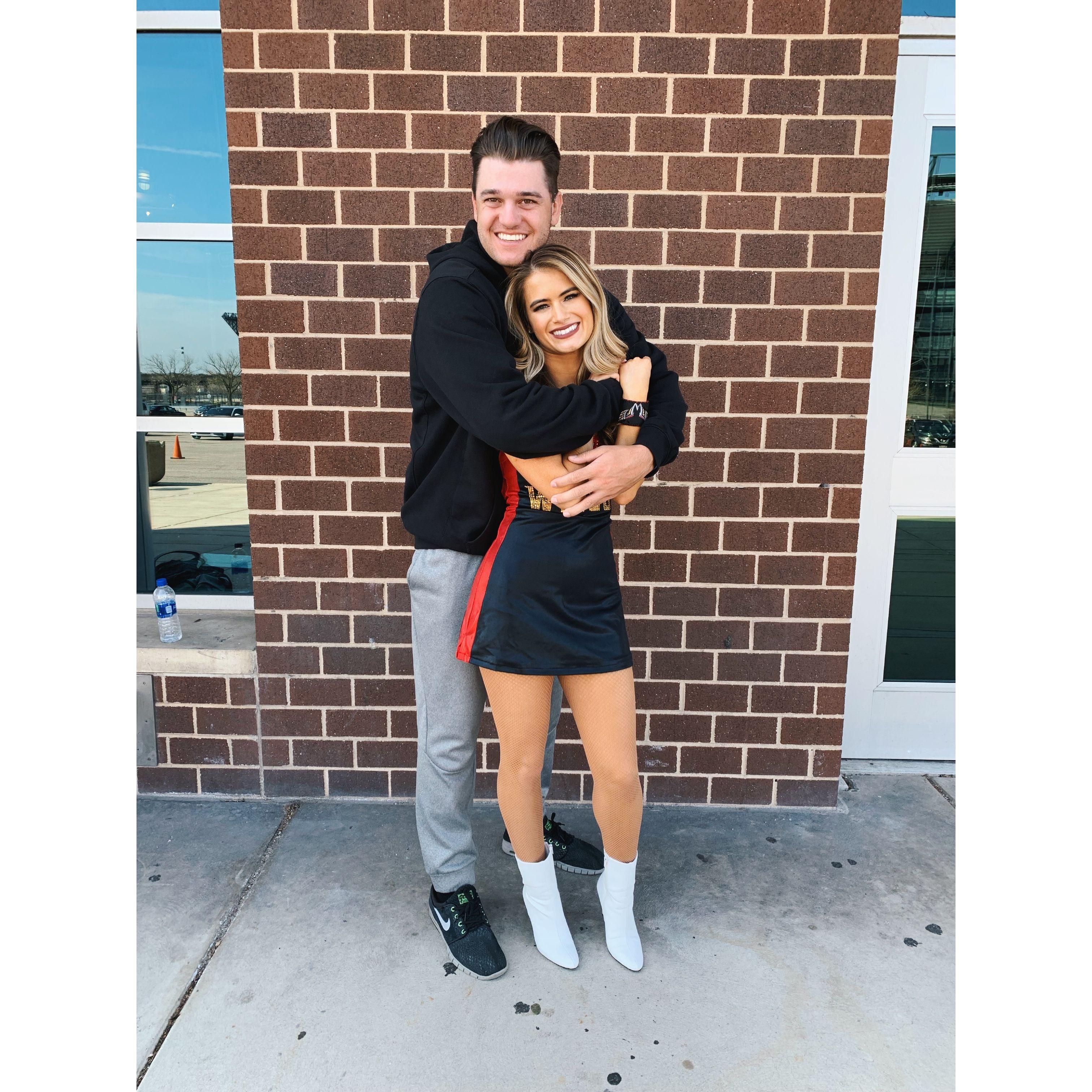 Emily's performance at the Wells Fargo Center as a professional dancer for the NLL Wings.