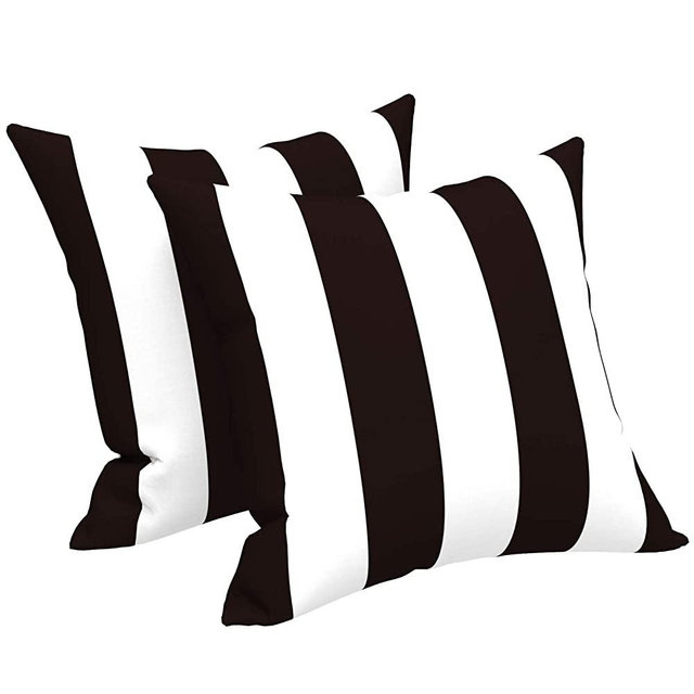 LVTXIII Outdoor/Indoor Throw Pillows, Decorative Throw Pillows with Inserts, 18”x18” Square Pillows for Bed, Couch, Sofa and Patio Furniture (Set of 2, Cabana Black)