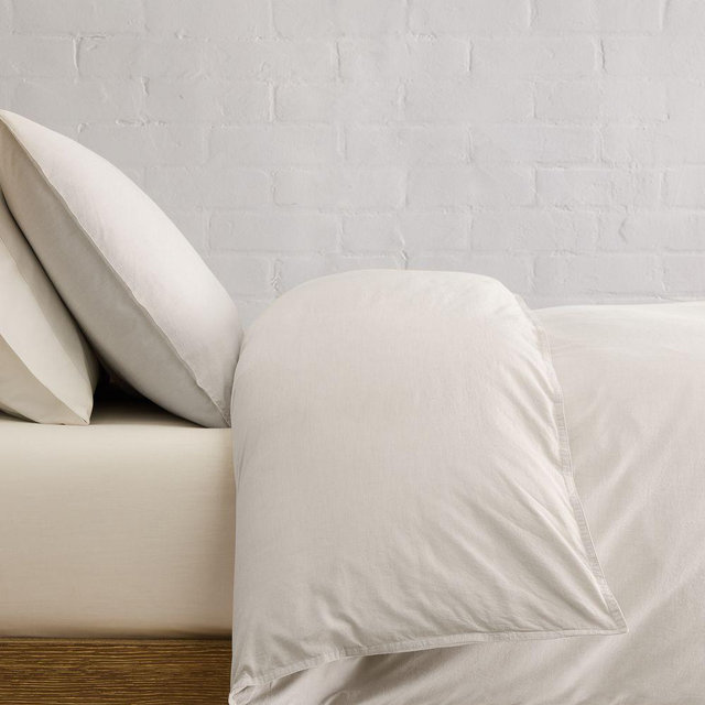 Organic Washed Cotton Percale Duvet, Full/Queen, Sand Melange