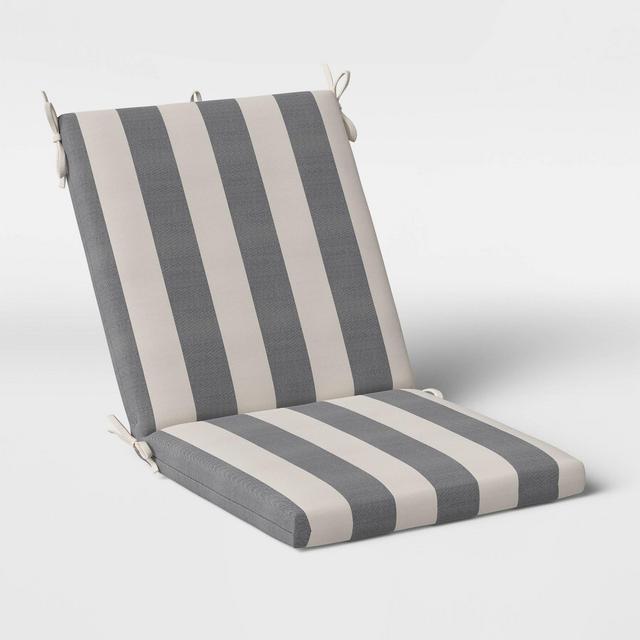 Cabana Stripe Outdoor Chair Cushion DuraSeason Fabric™ Black - Threshold™