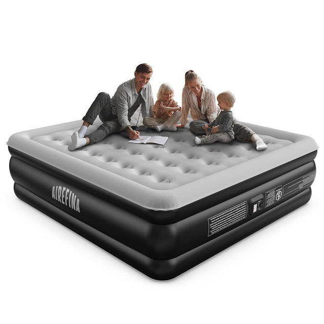 Airefina 18" Air Mattress King with Built in Pump, Comfort Blow Up Mattress for Home & Camping, Durable Inflatable Mattress with Self-Inflating, Portable & Waterproof Air Bed 80x76x18in