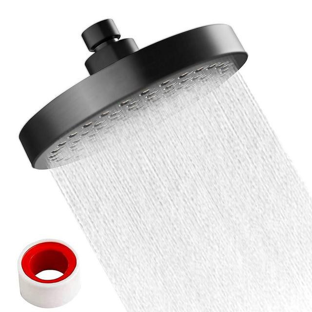 HandyCondo High Pressure Shower Head 6 Inch | Showerhead Is Perfect For Homes With Low Water Pressure | Leakproof Fixed Shower Heads With Angle-Adjustable Swivel Ball - (Matte Black)