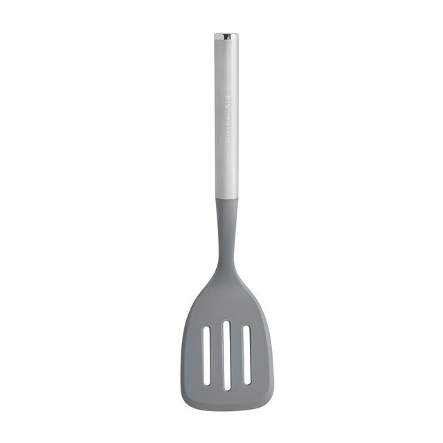 KitchenAid Slotted Turner with Oversized Nonstick-Safe Head and Stainless Steel Handle, Drains Grease and Liquids Easily, Durable and Dishwasher Safe