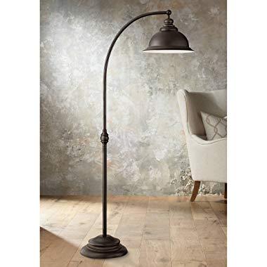 Wyatt II Farmhouse Arc Floor Lamp Dark Bronze Metal Shade Step Switch for Living Room Reading Bedroom Office - Franklin Iron Works