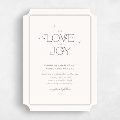 Beige Ticket Wedding Invitation - Jelani Portrait