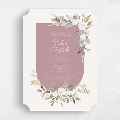 Beige Ticket Wedding Invitation - Adeleida Portrait