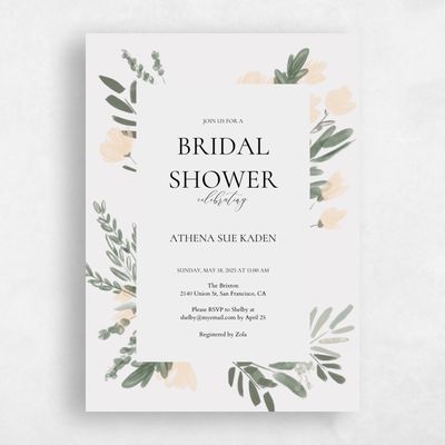 Grey Greenery Wedding Wedding Shower Invitation - Oaklyn Portrait