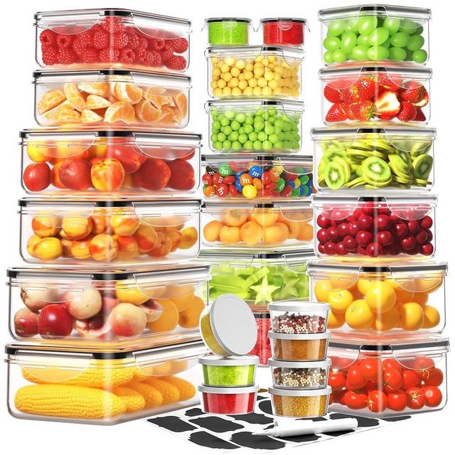 54 PCS Food Storage Containers with Lids Airtight (27 Lids &27 Containers) Leakproof Meal-Prep Kitchen Organization,Stackable Containers for Food Plastic Microwave/Dishwasher Safe with Labels & Pen