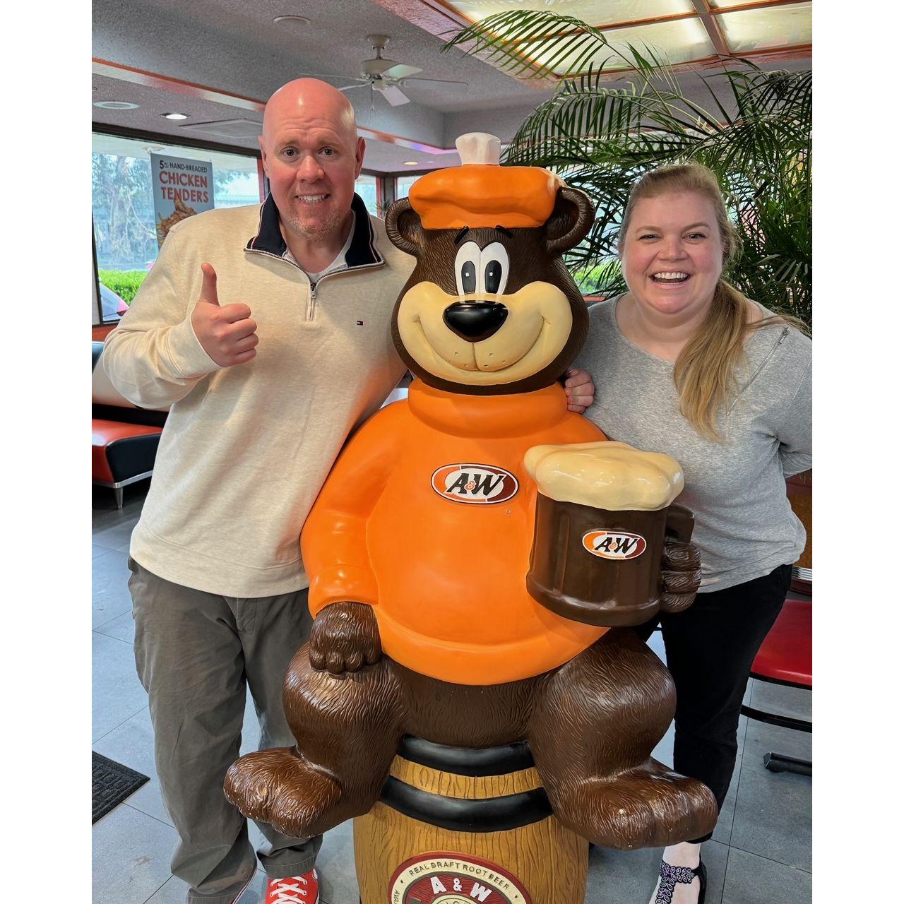 We had to grab a pic with our favorite guy, Rooty, at A&W.
