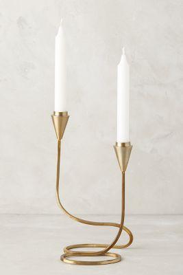 Emmett Antique Brass Taper Candle Holder 9.25