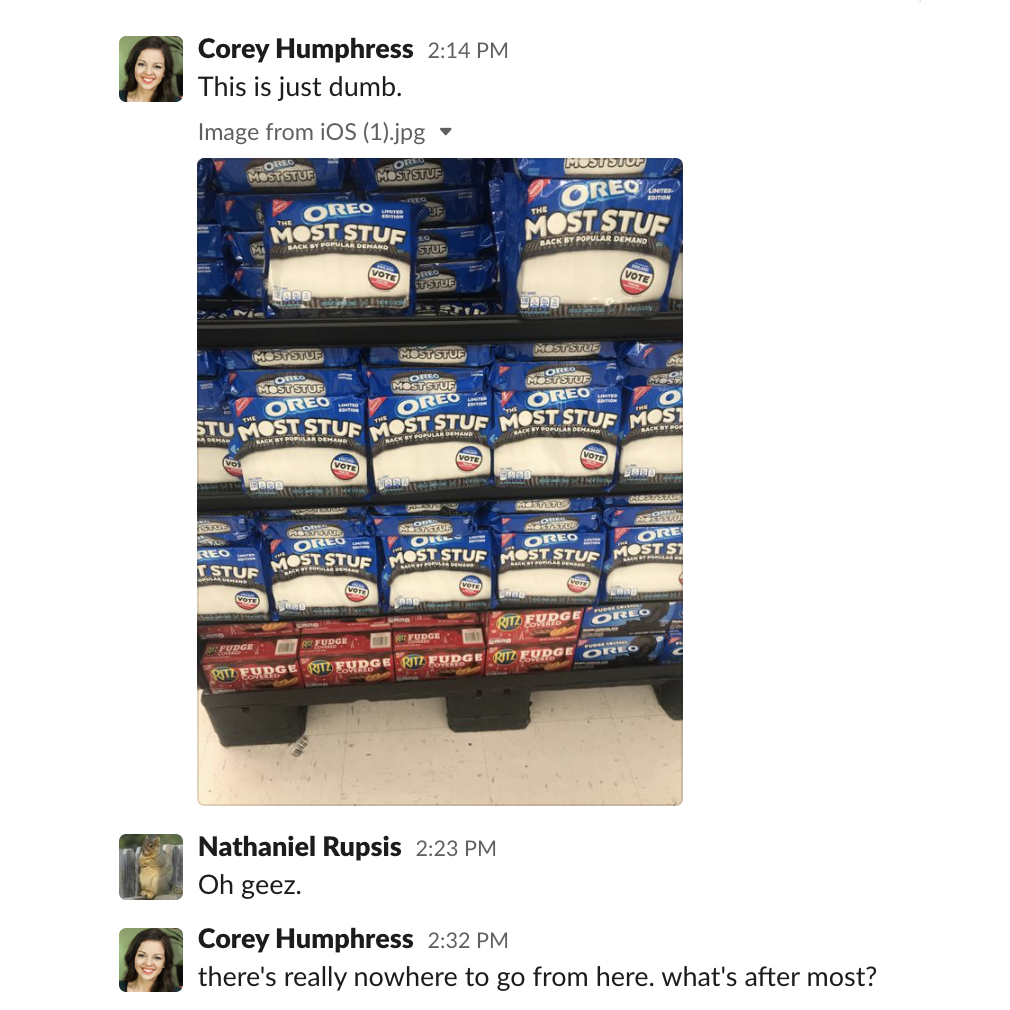 The first message Corey ever sent to me