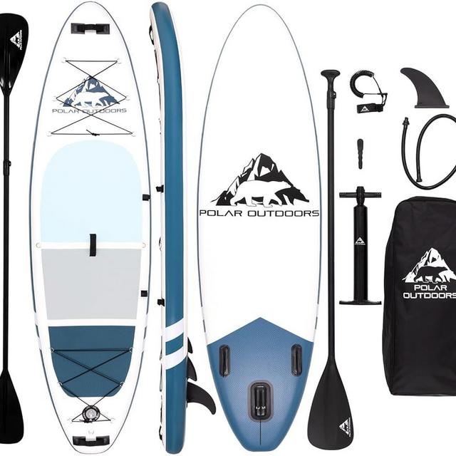 Polar Outdoors by Roc Inflatable Stand Up Paddle Board with Premium SUP Paddle Board Accessories, Wide Stable Design, Non-Slip Comfort Deck for Youth & Adults.