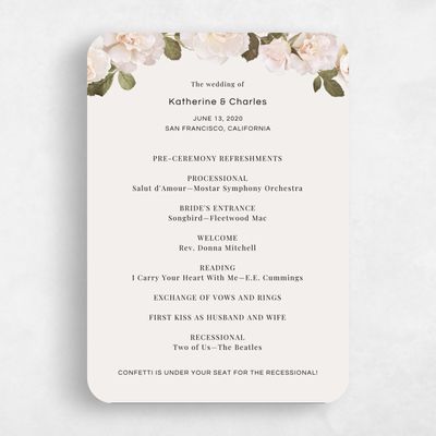 Beige Rounded Wedding Program - Woads