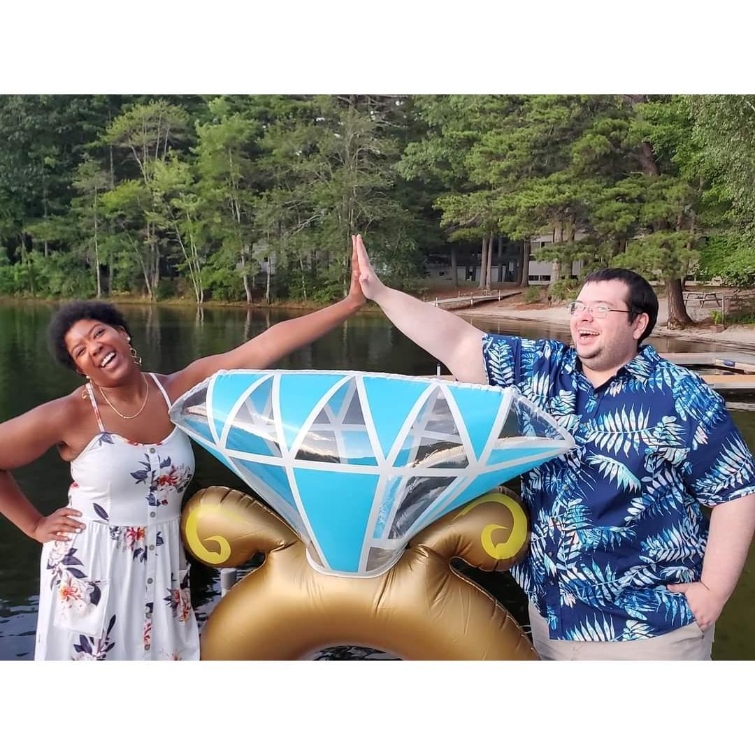 Being silly at their engagement party. Crystal Lake, Gray, ME 8/1/20
