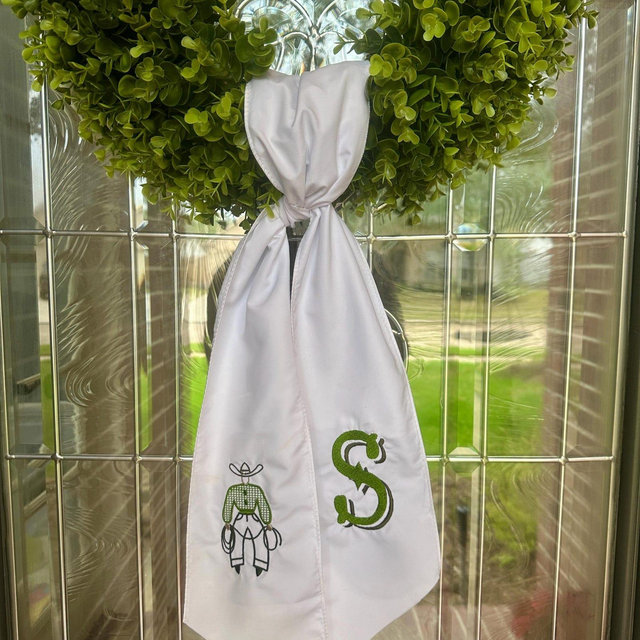 Embroidered Cowboy Wreath Sash | Personalized Rodeo Decor