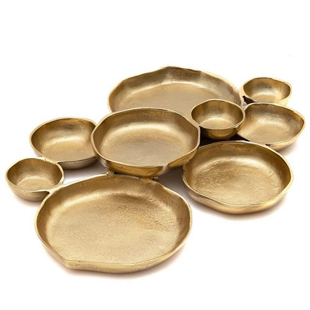 Cluster Decorative Bowls, Bright Gold Lemons, Brass - Decoration, Snack Tray Bowl, Chip and Dip by Gute Strong Brass Beautiful Room Accent, Perfect for Entertaining, Parties, Home & Wedding Gifts 22"