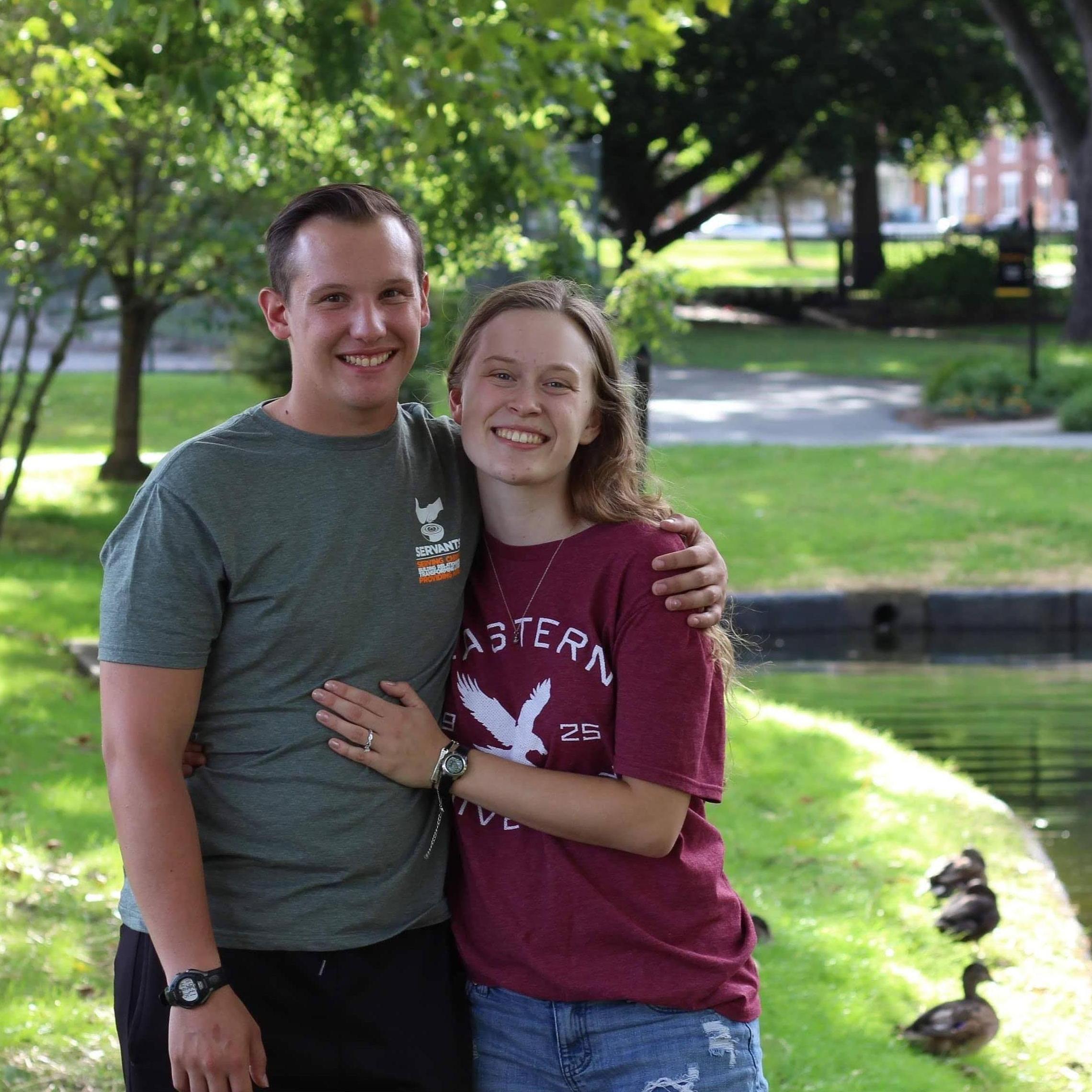 Josiah proposed at the Millersville pond with Hannah's favorite, DUCKS! It's just a duck.