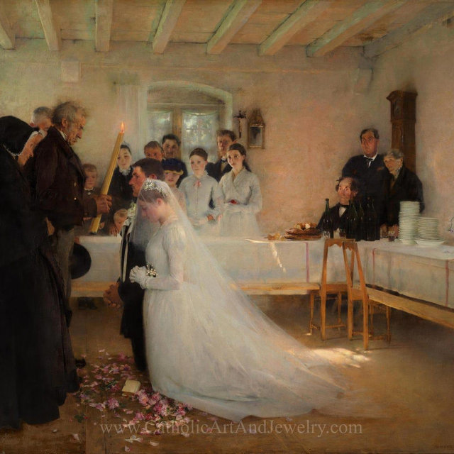 New! Blessing of the Young Couple Before Marriage – Pascal-Adolphe-Jean Dagnan-Bouveret – Catholic Art – Archival Quality