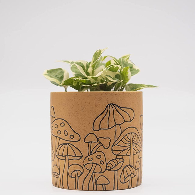 Mushroom Decor Planter Handmade Design Speckled Terracotta Ceramic Unique Retro Plant Pot Indoor Plants Modern Boho Cottagecore Room Decor Cute Vintage Aesthetic Decoration Funky Accent Piece Gift