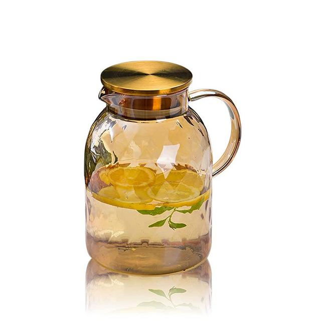 Glass Pitcher With Lid/ Beverage Pitchers, Glass Carafe, For Juice Milk Hot Cold Beverage Coffee Lemonade Ice Tea Pitcher 60 oz