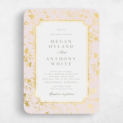 Pink Rounded Wedding Invitation - Vasara Portrait Foil