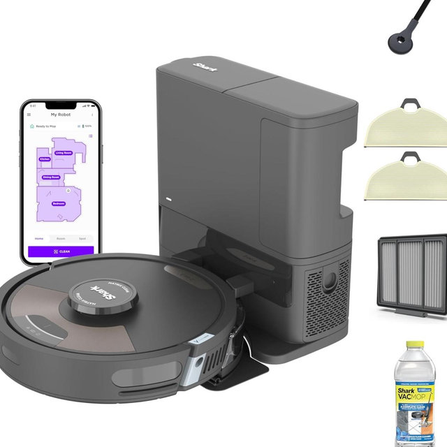 Shark - Matrix Plus 2-in-1 Robot Vacuum & Mop with Sonic Mopping, Matrix Clean, Home Mapping, HEPA Bagless Self Empty, WiFi - Black