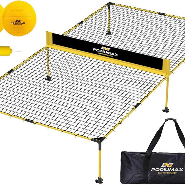 PodiuMax Outdoor Family Game Table Tennis Table, Portable Ping Pong/Pickleball/Volleyball Sport Net, Outdoor Game Gift Set for Kids Adults & Family, Ping Pong Tables for Backyard & Beach & Park