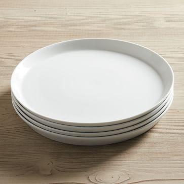 Modern Porcelain Dinner Plate, White, Set of 4