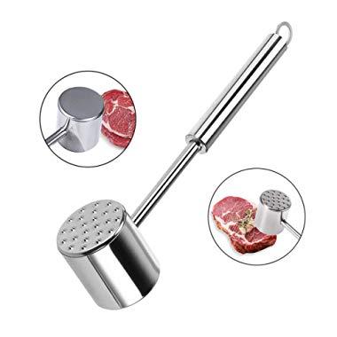 Dishwasher Safe Meat Tenderizer, 304 Stainless Steel Heavy Duty Meat Hammer Softener for Tenderizing Steak, Beef, Chicken, Lamb and Minced Meat