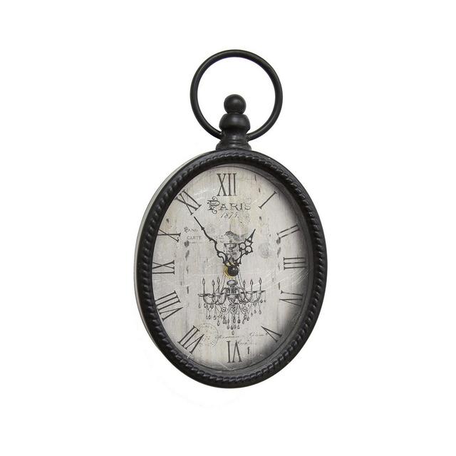 Stratton Home Decor Antique Black Oval Wall Clock
