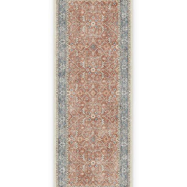 RUGGABLE Machine Washable Runner Rug - Founder's Farmhouse Collection - Distressed - 2-Piece Patented Rug System - Celestine Coral 2.5'x7'