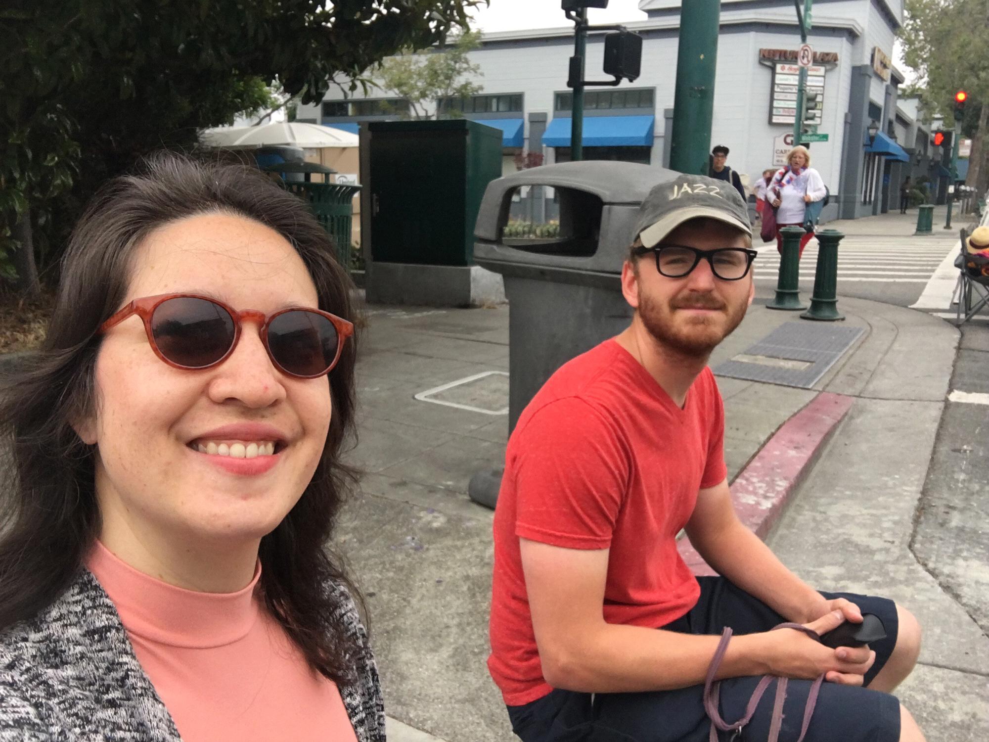Waiting for the largest forth of July parade near our apartment