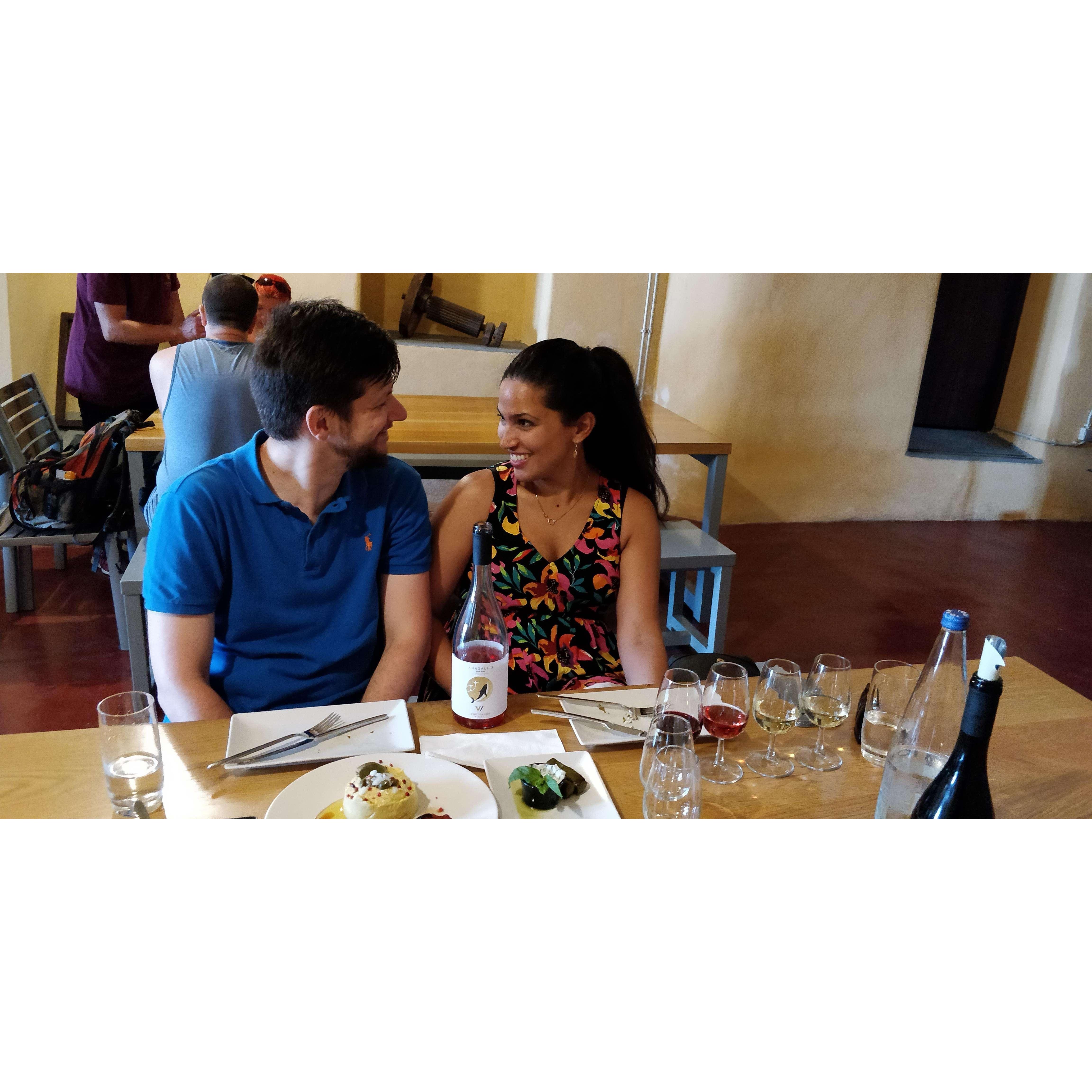 Fine drinking at a Santorini winery.
