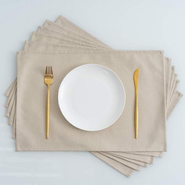 csoft Cotton Linen Blend Textured Placemats, Water Proof Easy to Clean Washable placemats for Kitchen Dining Table, Set of 6