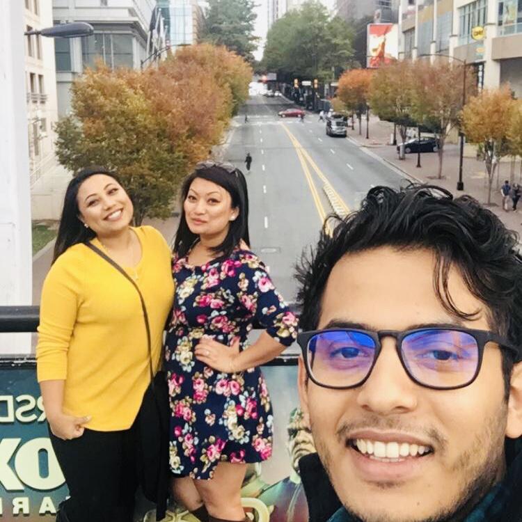 Our first ever picture together.  Rachana asked Prayog to take a picture of Pumsha and her, but he photobombed it 😉