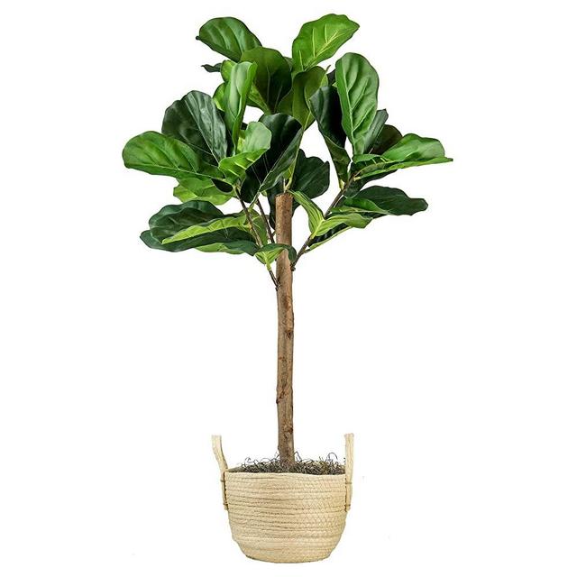 Artificial Fiddle Leaf Fig Tree 3FT Faux Indoor Floor Tree in Woven Basket - Fake House Plant and Home Décor for Living Room, Office, Kitchen, or Farmhouse - by LCG Florals