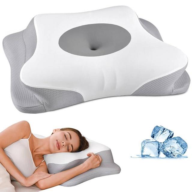 Cervical Neck Pillow - Memory Foam Pillows for Neck Pain Relief, Ergonomic Contour Side Sleeper Pillow for Sleeping, Orthopedic Neck Bed Pillow for Back & Stomach Sleepers with Pillowcase