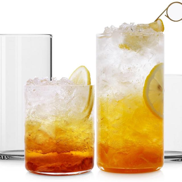 LUXU Drinking Glasses 15 oz Set of 2,Thin Highball Glasses 19 oz Set of 2,Elegant Bar Glassware For Water,Juice,Beer, Drinks,and Cocktails and Mixed Drinks,Lead-Free Juice Glass,Glass Drink Tumblers