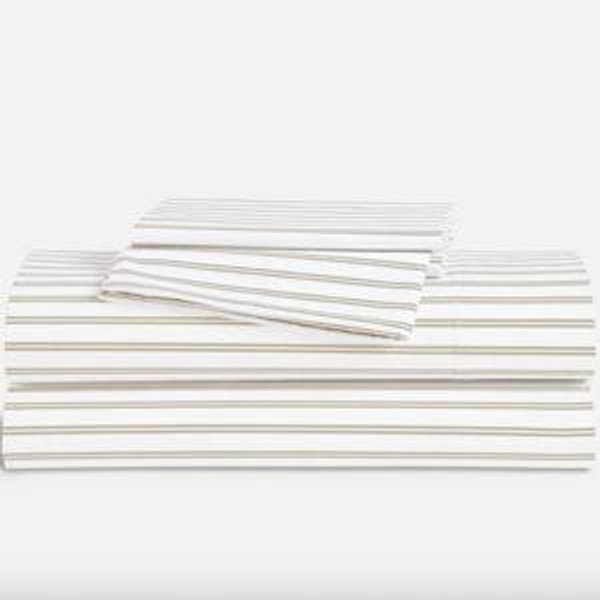 Luxe Sateen Core Sheet Set - Tandem Stripe in Pebble, KING