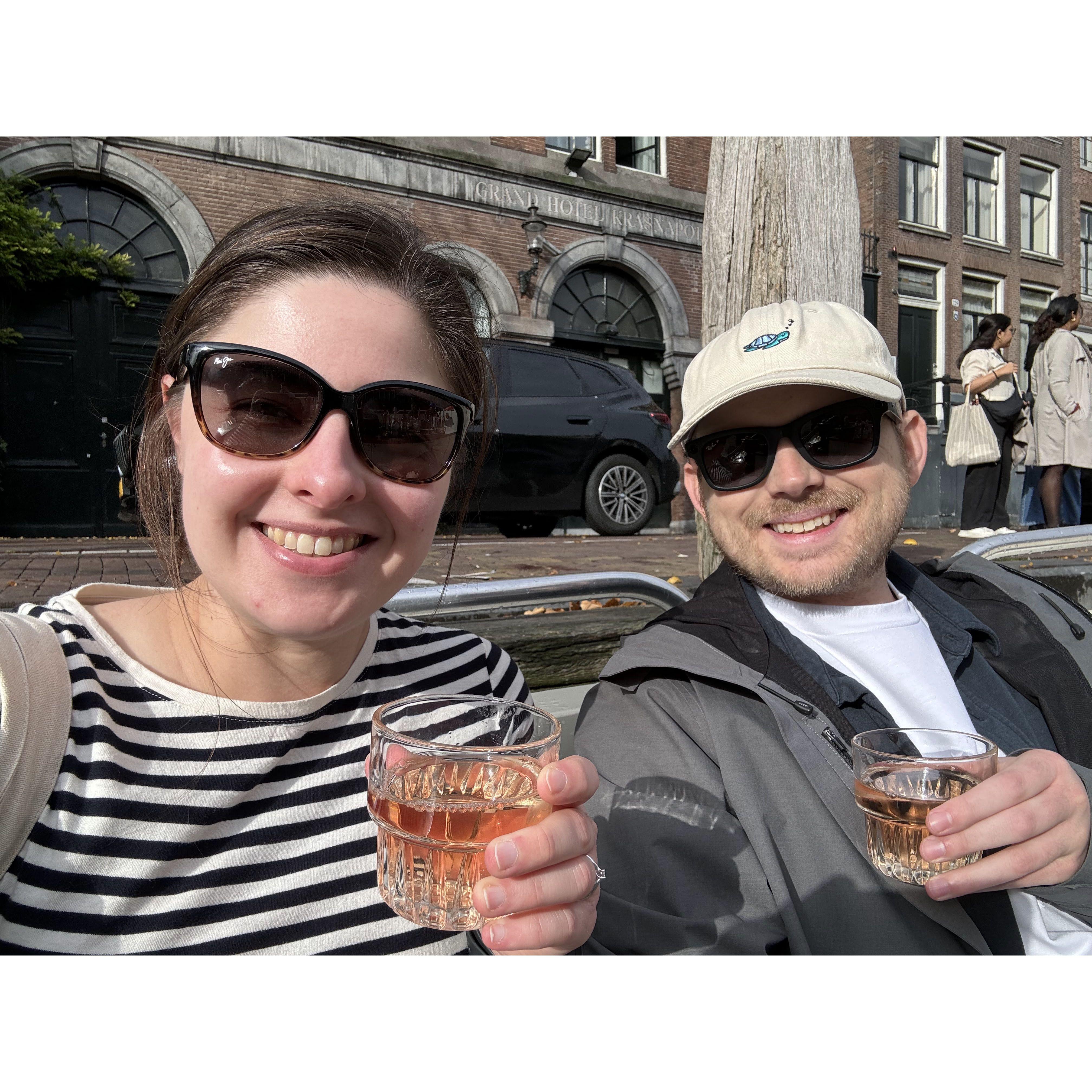 Canal boat tour in Amsterdam. 2024.