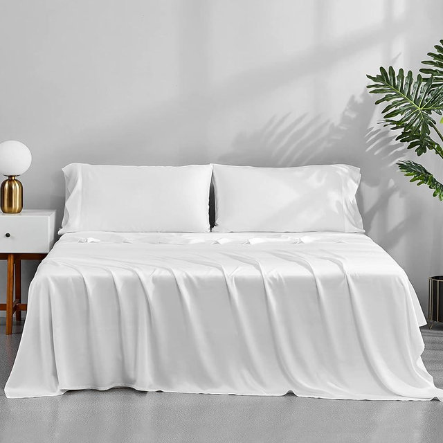 ACCURATEX Cooling Sheets King Size White - 100% Viscose Made from Bamboo, Luxury Hotel Sheet Set for King Size Bed, Super Soft Breathable Bedding Sheets up to 16 inches Deep Pockect