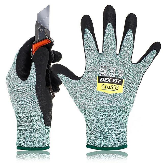 DEX FIT Level 5 Cut Resistant Gloves Cru553-3D-Comfort Fit, Firm Grip, Thin & Lightweight, Touchscreen Compatible, Durable, Breathable, Machine Washable; Green M (8) 1 Pair