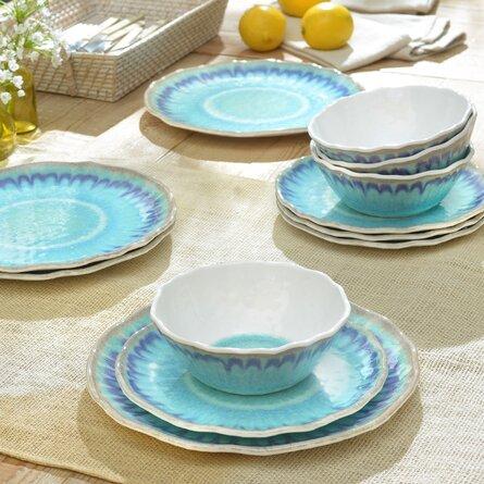 222 Fifth Sea Splash Melamine Dinnerware - Set of 12